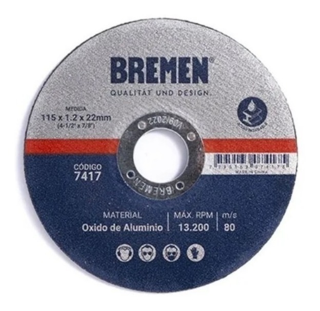 Disco Corte Amoladora Bremen 115 X 1.2 Mm Caja 25und 7417