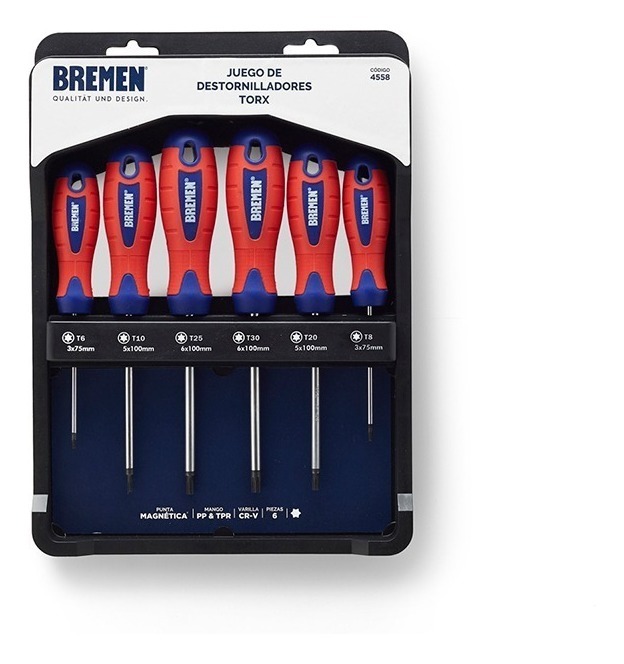 Set Destornilladores Bremen Torx 6pz Prof T6 A T30 4558