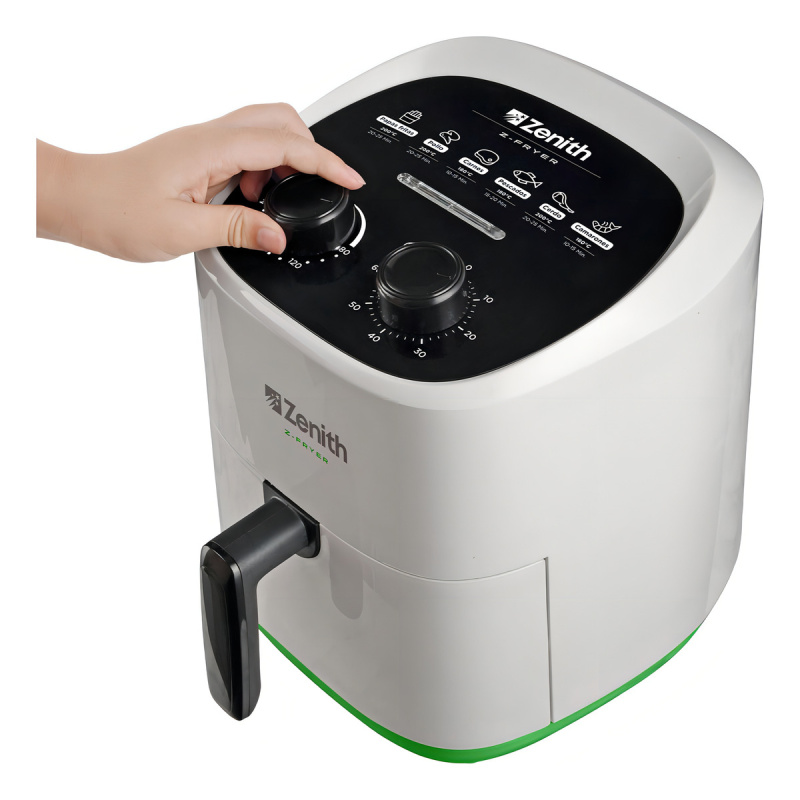 Freidora De Aire Caliente Zenith Z-fryer Sin Aceite 3.6 Lts Color Blanca Y Verde
