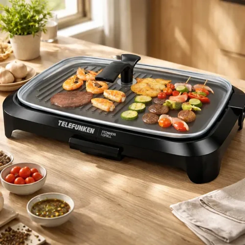 Parrilla Eléctrica Telefunken Power Grill 1.6kw Negra Rapida