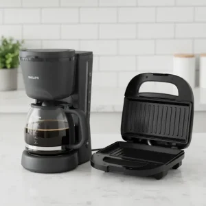 Kit Philips: Cafetera De Goteo Negra 1.2l + Sandwichera Grill Negra 750w 2 Sándwiches